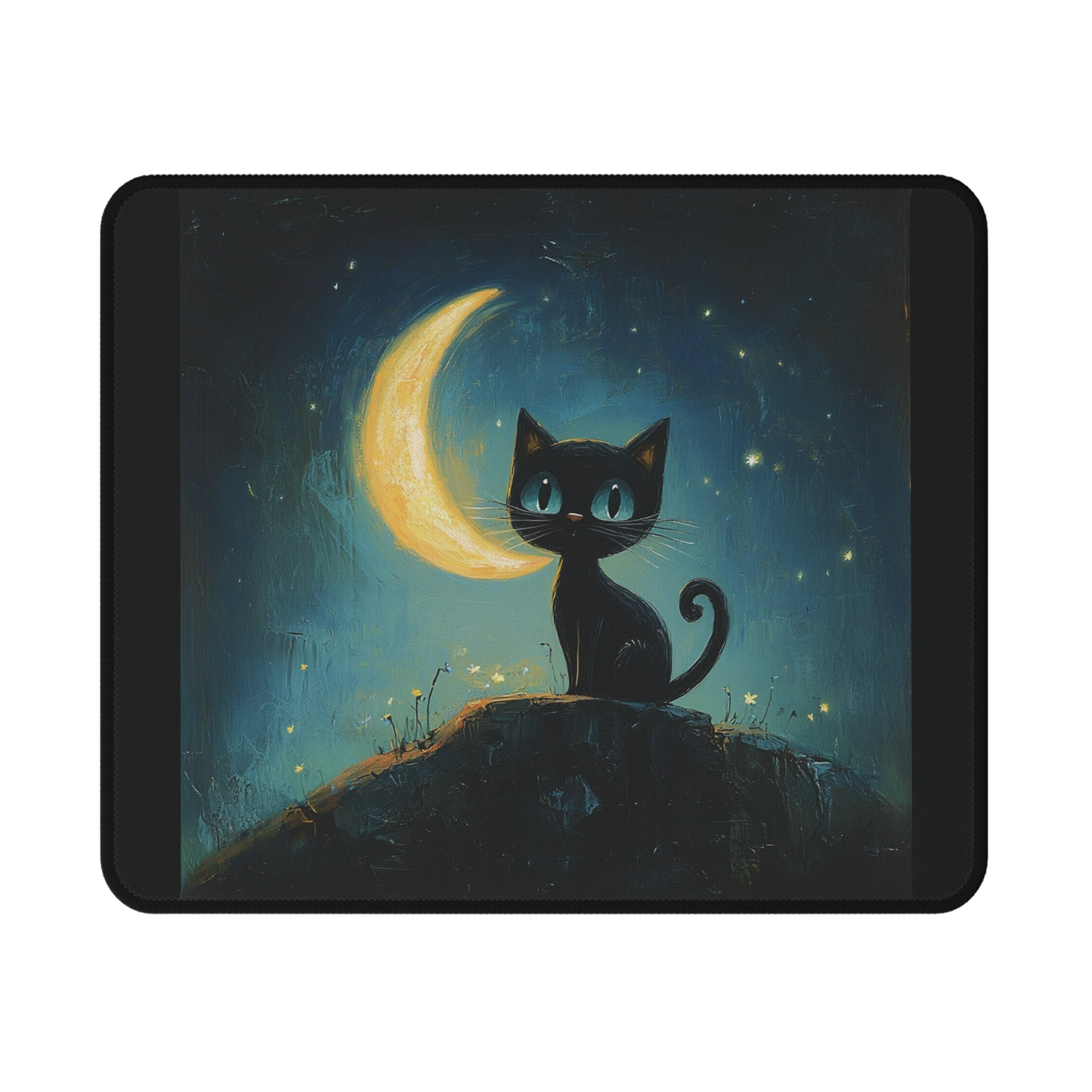 Lunar Cat and Moon (Gerd Artnz inspired design) - Cat Gaming Mouse Pad