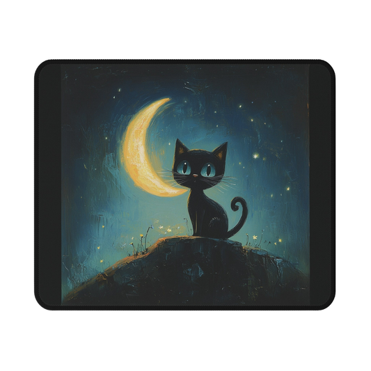 Lunar Cat and Moon (Gerd Artnz inspired design) - Cat Gaming Mouse Pad