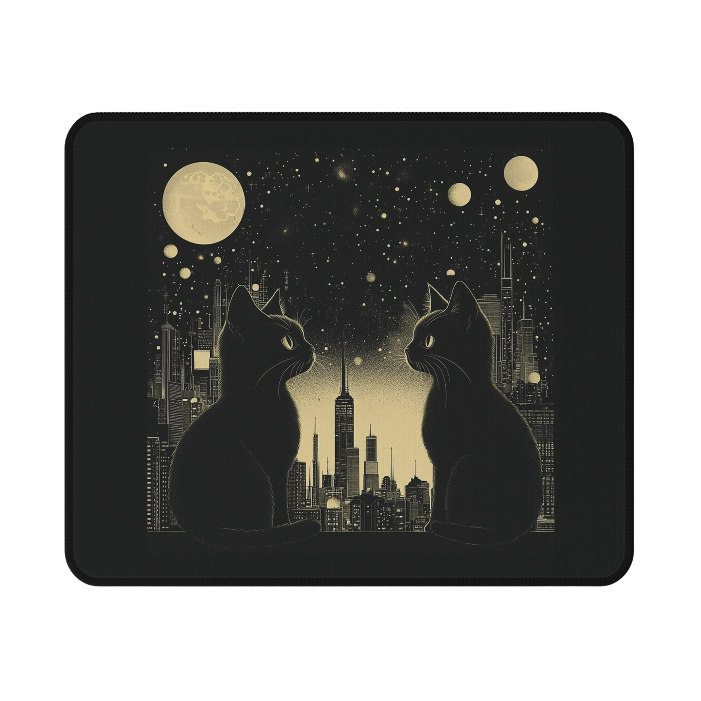 Midnight Feline Gaze - Cat Gaming Mouse Pad