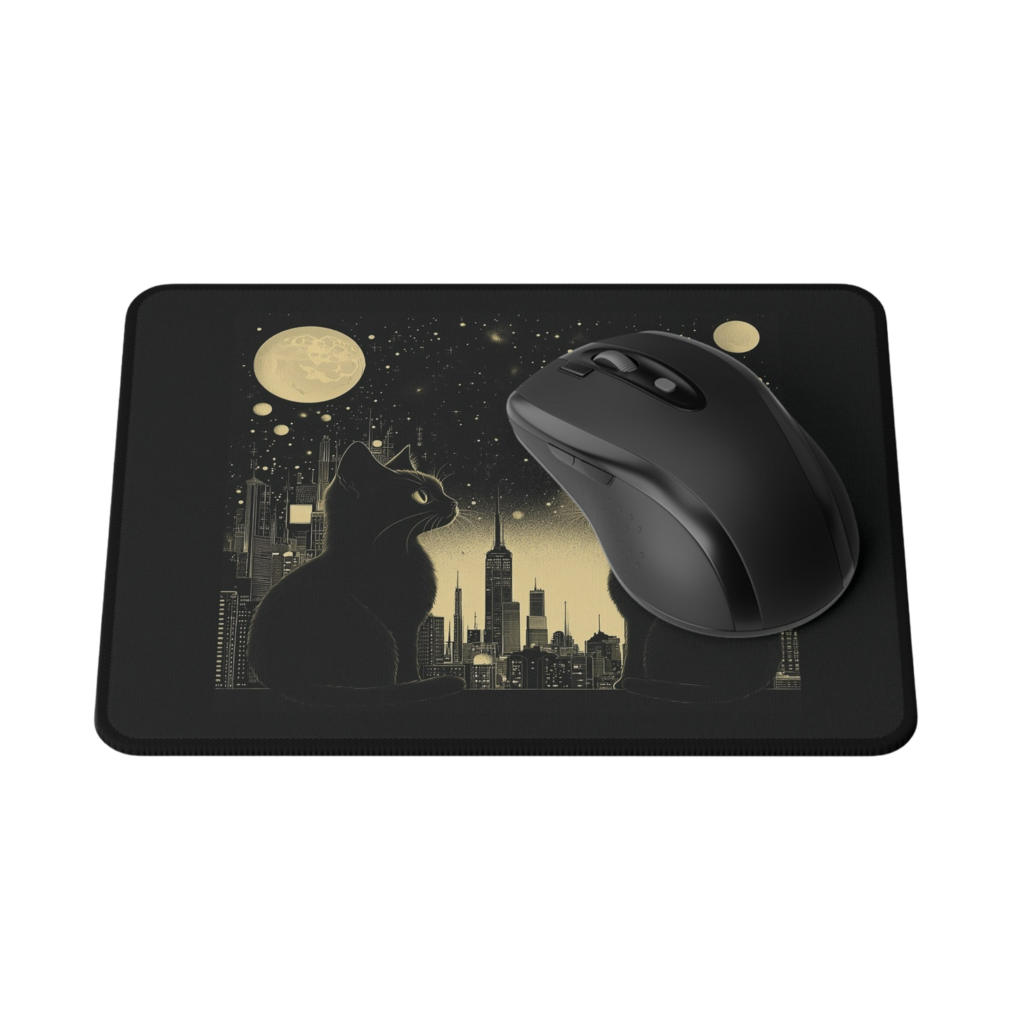 Midnight Feline Gaze - Cat Gaming Mouse Pad