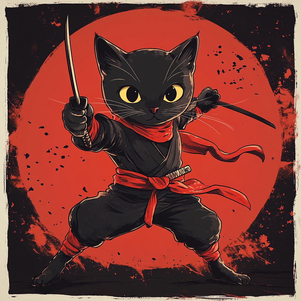 Red Fury Series: Black Cat Ninja kiss-cut stickers I/IV