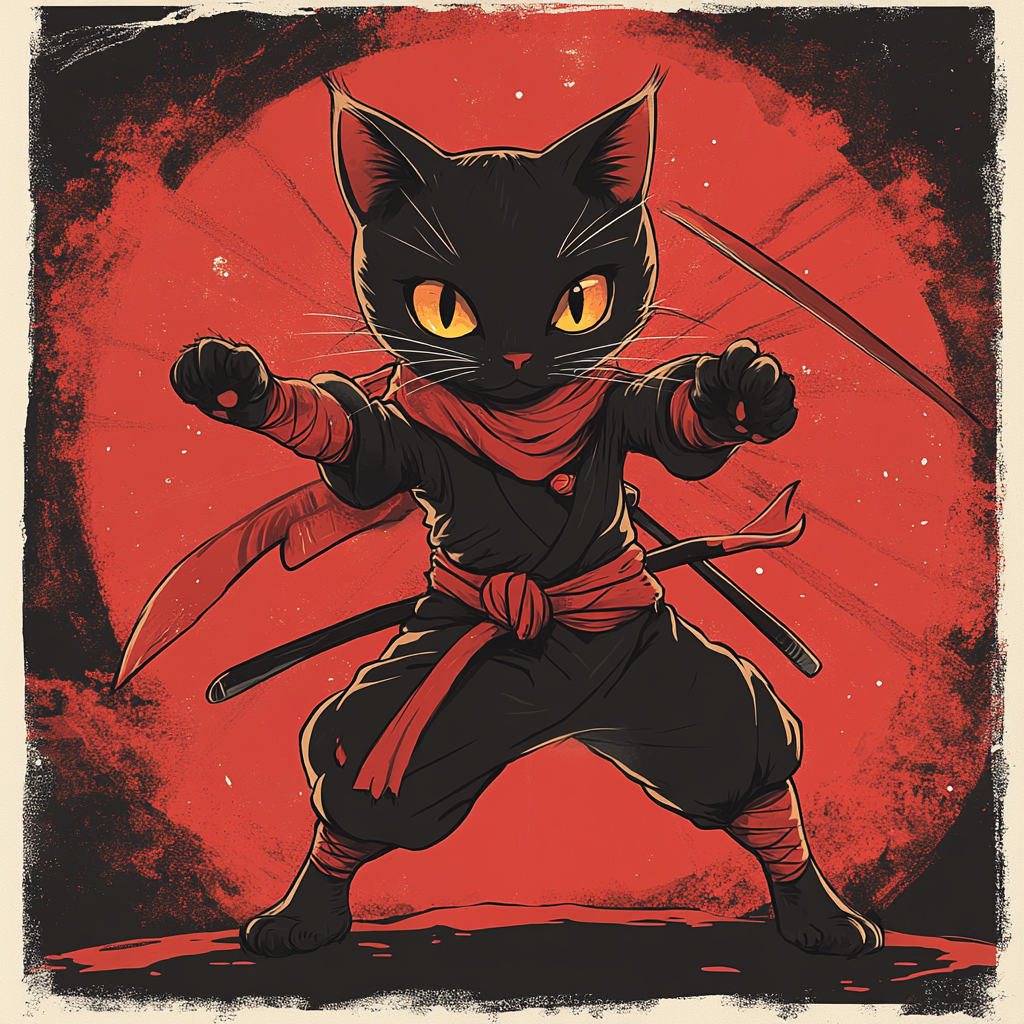 Red Fury Series: Black Cat Ninja kiss-cut stickers II/IV