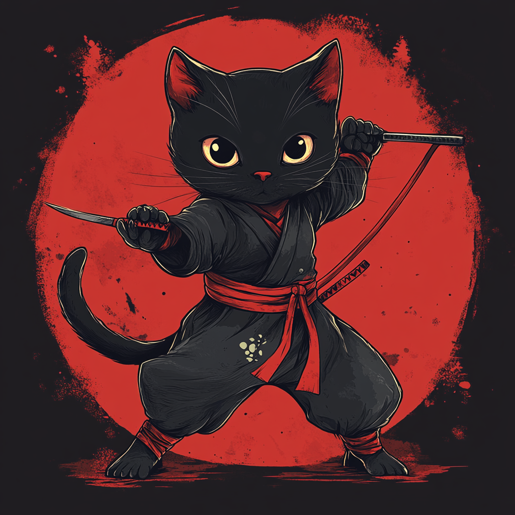 Red Fury Series: Black Cat Ninja kiss-cut stickers III/IV