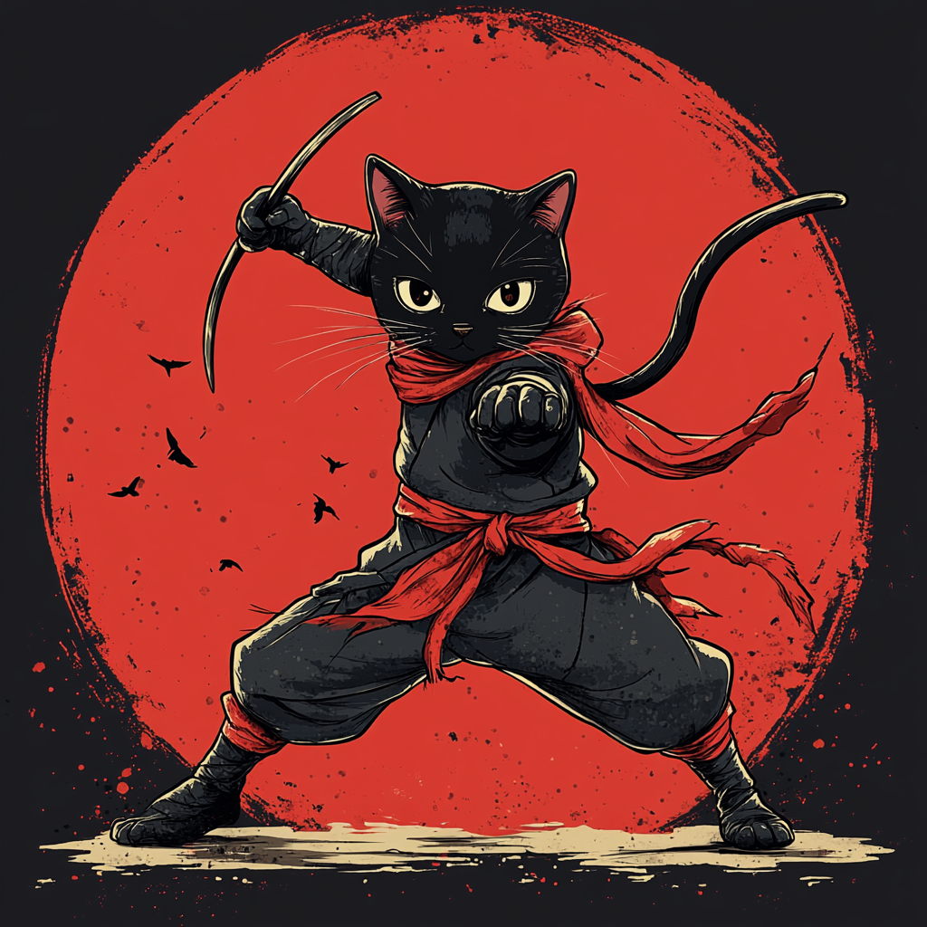 Red Fury Series: Black Cat Ninja kiss-cut stickers IV/IV