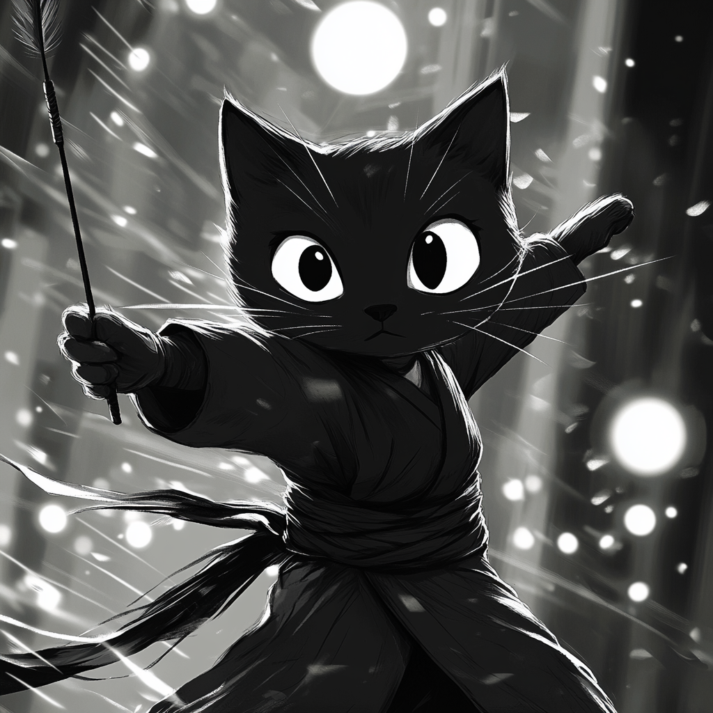 Black & White Fury Series: Black Cat Ninja kiss-cut stickers II/IV